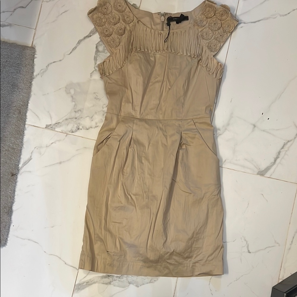 BCBGMaxAzria Tan Ruched Sheath Mini Dress